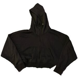 Adidas Grey Cropped Zip Up Hoodie Women’s Small Hooded Sweatshirt Athletic Jack